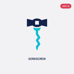 Fototapeta na wymiar two color sorkscrew vector icon from drinks concept. isolated blue sorkscrew vector sign symbol can be use for web, mobile and logo. eps 10