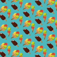 Ice creams and popsicle background pattern