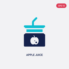 two color apple juice vector icon from drinks concept. isolated blue apple juice vector sign symbol can be use for web, mobile and logo. eps 10