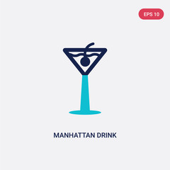 two color manhattan drink vector icon from drinks concept. isolated blue manhattan drink vector sign symbol can be use for web, mobile and logo. eps 10