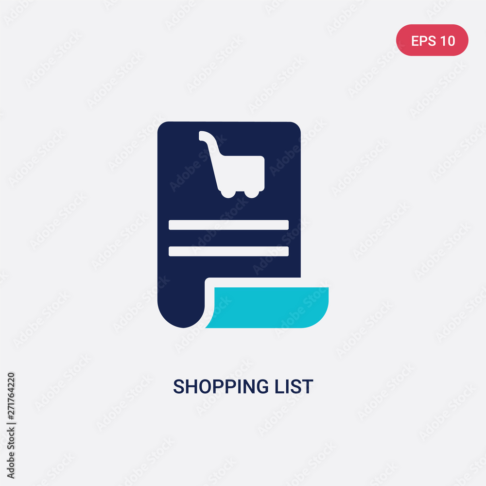 Poster two color shopping list vector icon from e-commerce and payment concept. isolated blue shopping list