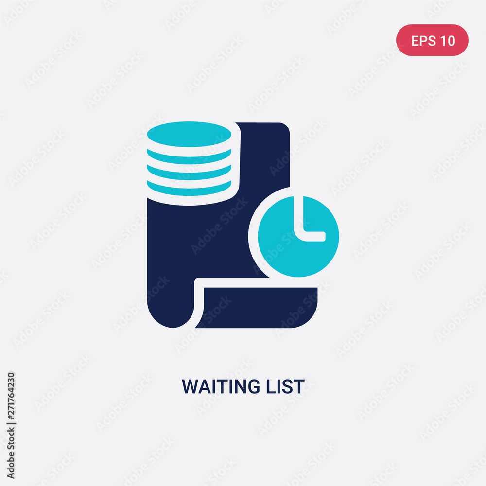 Poster two color waiting list vector icon from e-commerce and payment concept. isolated blue waiting list v