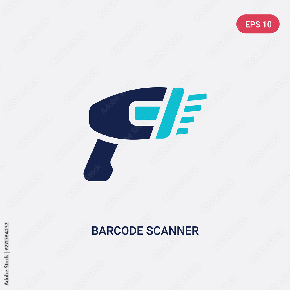 Poster two color barcode scanner vector icon from e-commerce concept. isolated blue barcode scanner vector 