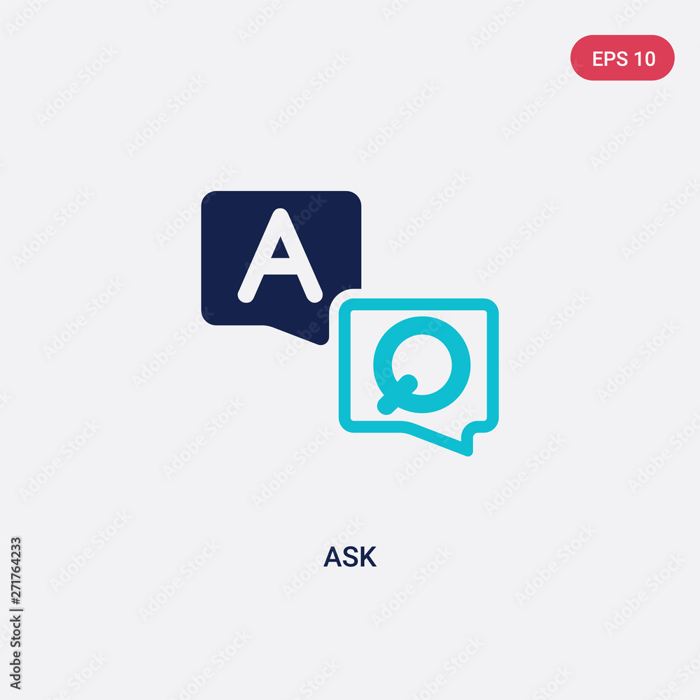 Aufkleber two color ask vector icon from e-learning and education concept. isolated blue ask vector sign symbo