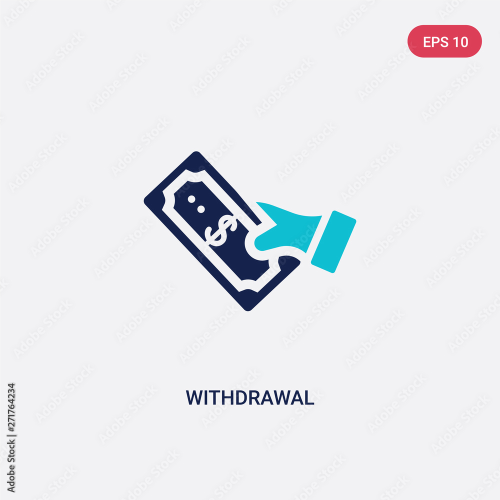 Poster two color withdrawal vector icon from e-commerce and payment concept. isolated blue withdrawal vecto