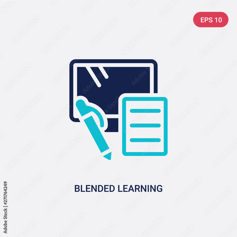 Poster two color blended learning vector icon from e-learning and education concept. isolated blue blended 