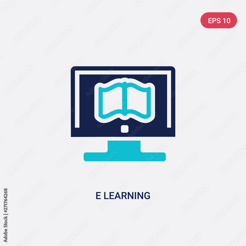 Aufkleber two color e learning vector icon from e-learning and education concept. isolated blue e learning vec