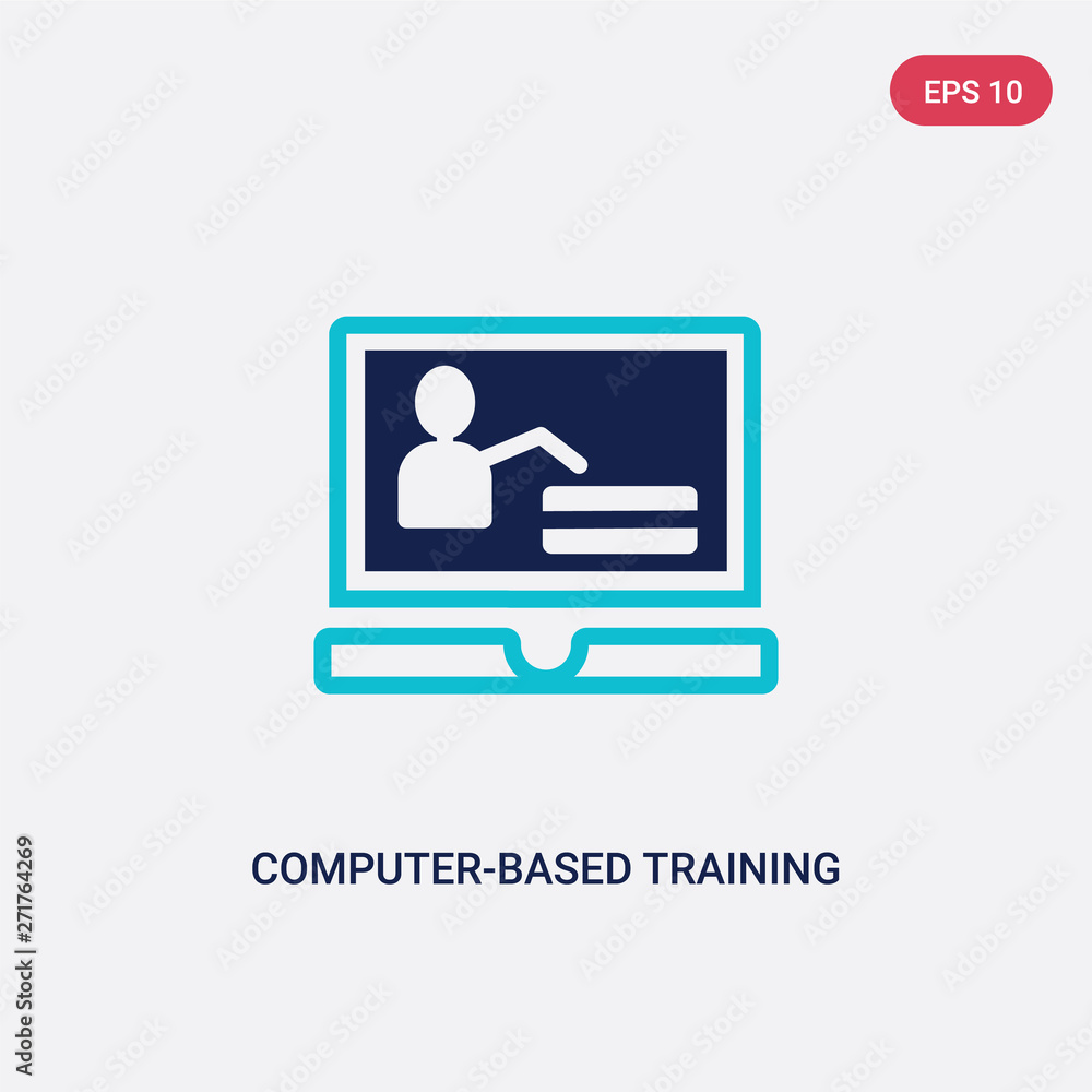 Poster two color computer-based training vector icon from e-learning and education concept. isolated blue c