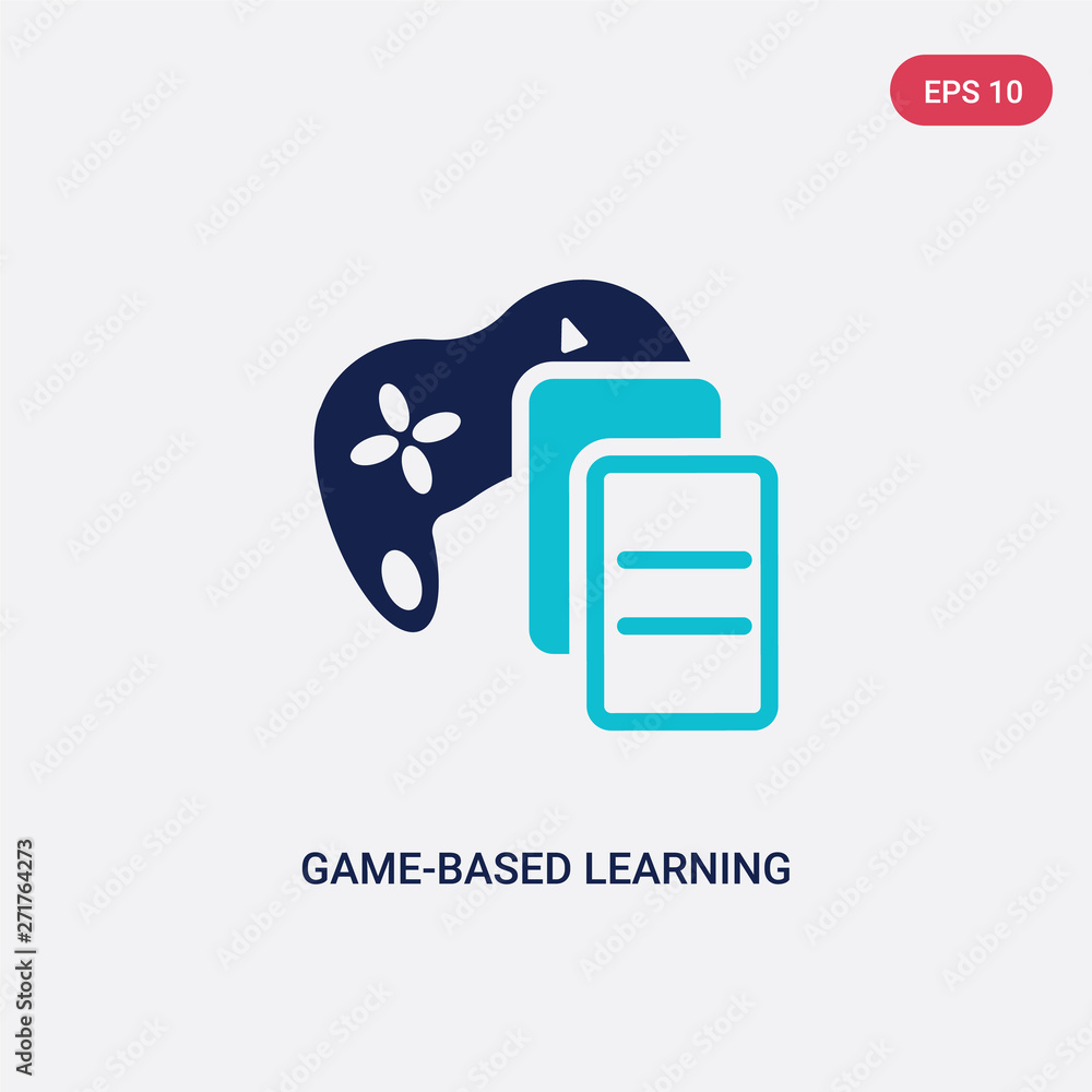 Poster two color game-based learning vector icon from e-learning and education concept. isolated blue game-