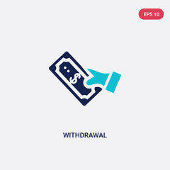 two color withdrawal vector icon from e-commerce and payment concept. isolated blue withdrawal vector sign symbol can be use for web, mobile and logo. eps 10
