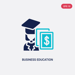two color business education vector icon from e-learning and education concept. isolated blue business education vector sign symbol can be use for web, mobile and logo. eps 10