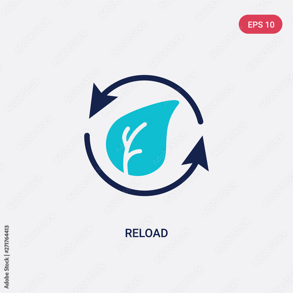 Poster two color reload vector icon from ecology concept. isolated blue reload vector sign symbol can be us