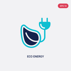 two color eco energy vector icon from ecology concept. isolated blue eco energy vector sign symbol can be use for web, mobile and logo. eps 10