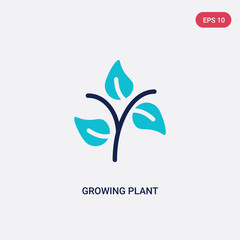 Obraz premium two color growing plant vector icon from ecology concept. isolated blue growing plant vector sign symbol can be use for web, mobile and logo. eps 10