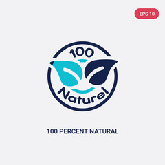 Obraz premium two color 100 percent natural vector icon from ecology concept. isolated blue 100 percent natural vector sign symbol can be use for web, mobile and logo. eps 10