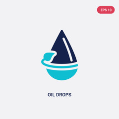 two color oil drops vector icon from ecology concept. isolated blue oil drops vector sign symbol can be use for web, mobile and logo. eps 10