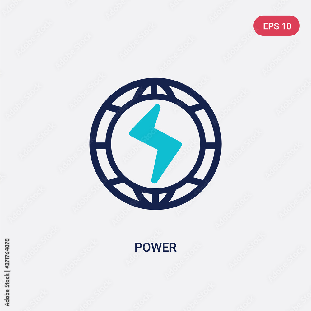 Poster two color power vector icon from ecology concept. isolated blue power vector sign symbol can be use 