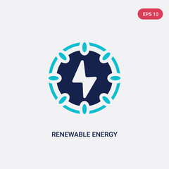 two color renewable energy vector icon from ecology concept. isolated blue renewable energy vector sign symbol can be use for web, mobile and logo. eps 10