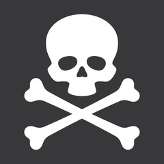 Vector skull with crossbones Icon on white background