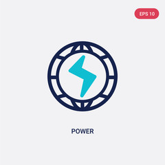 two color power vector icon from ecology concept. isolated blue power vector sign symbol can be use for web, mobile and logo. eps 10