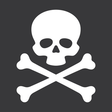 Vector skull with crossbones Icon on white background