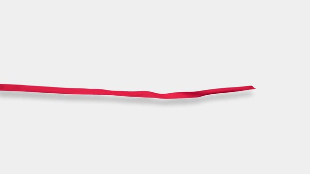 Red silk ribbon develops in the wind. 3d animation