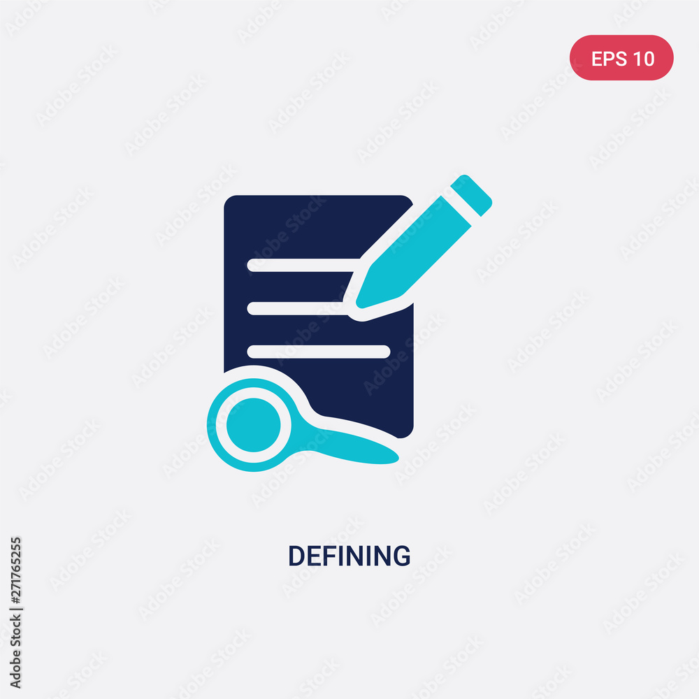 Poster two color defining vector icon from edit tools concept. isolated blue defining vector sign symbol ca