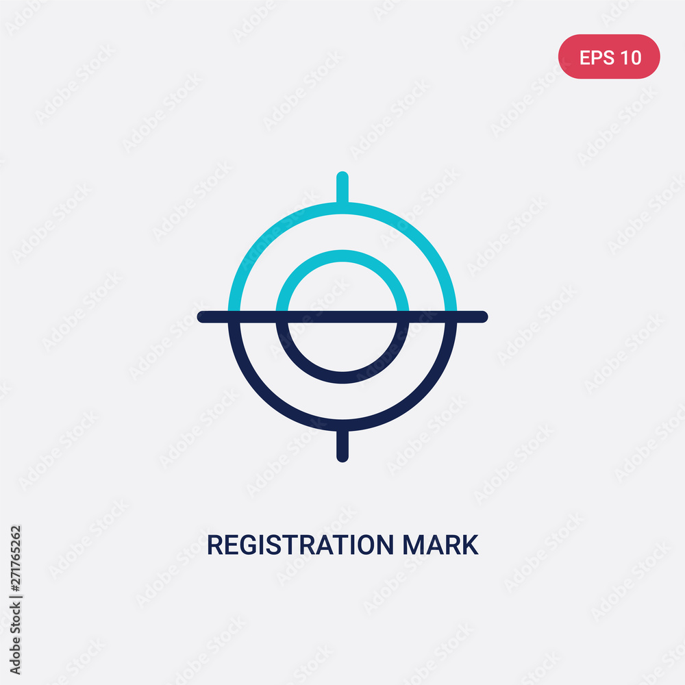 Aufkleber two color registration mark vector icon from edit tools concept. isolated blue registration mark vec