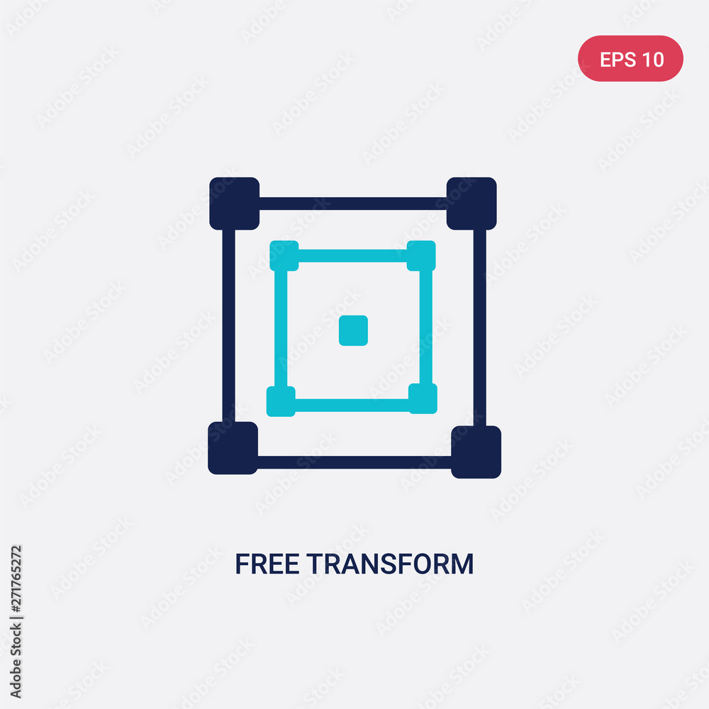 Poster two color free transform vector icon from edit tools concept. isolated blue free transform vector si