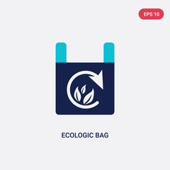 two color ecologic bag vector icon from ecology and environment concept. isolated blue ecologic bag vector sign symbol can be use for web, mobile and logo. eps 10