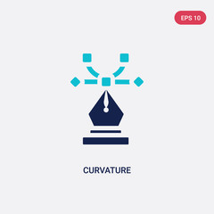 two color curvature vector icon from edit tools concept. isolated blue curvature vector sign symbol can be use for web, mobile and logo. eps 10