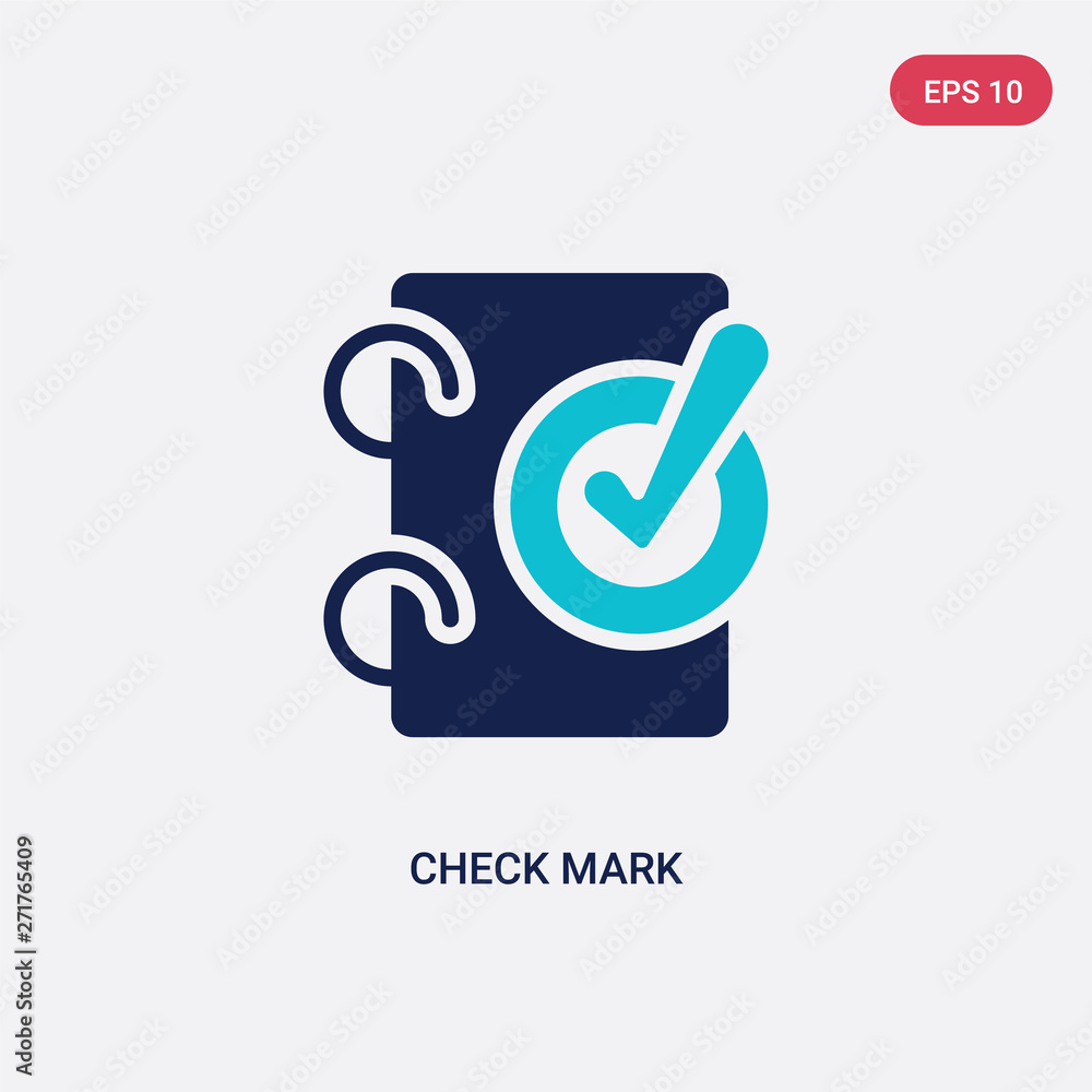 Poster two color check mark vector icon from education concept. isolated blue check mark vector sign symbol
