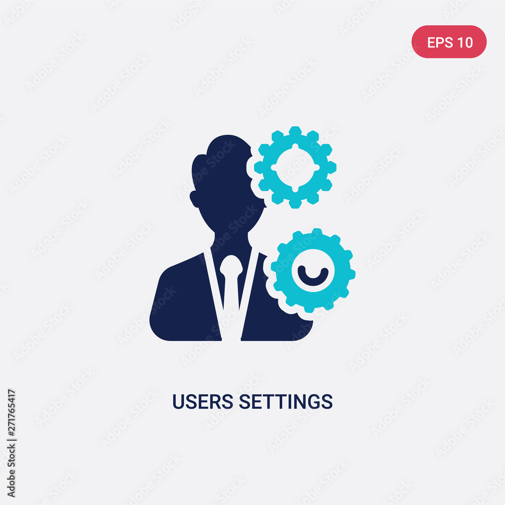 Poster two color users settings vector icon from education concept. isolated blue users settings vector sig