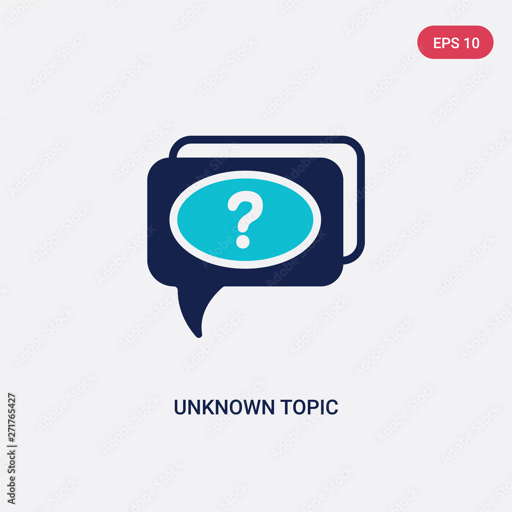 Poster two color unknown topic vector icon from education concept. isolated blue unknown topic vector sign 