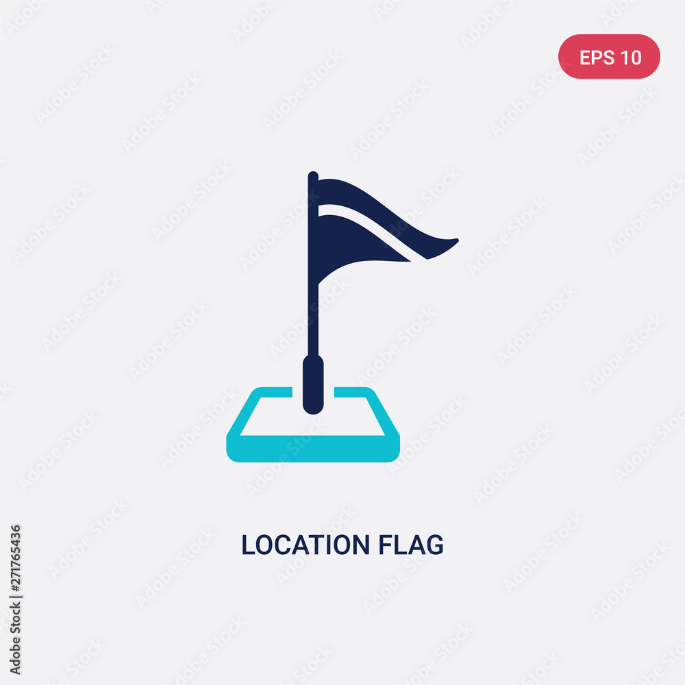 Poster two color location flag vector icon from education concept. isolated blue location flag vector sign 