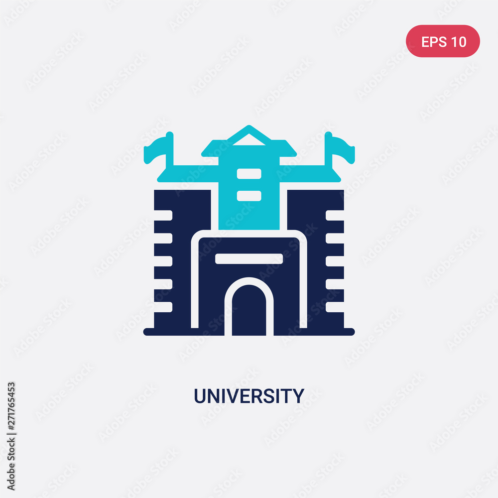 Poster two color university vector icon from education concept. isolated blue university vector sign symbol