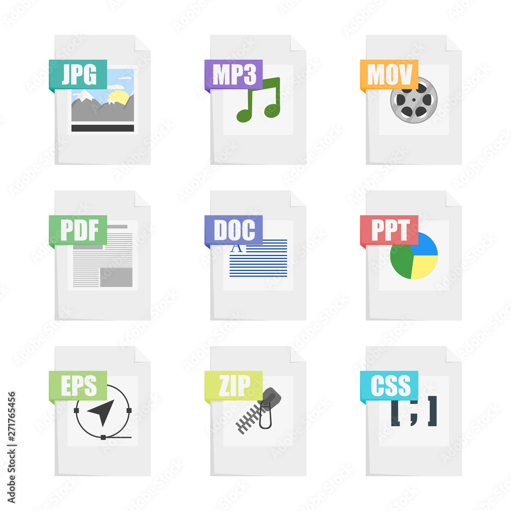 Poster set of color web document icons, vector