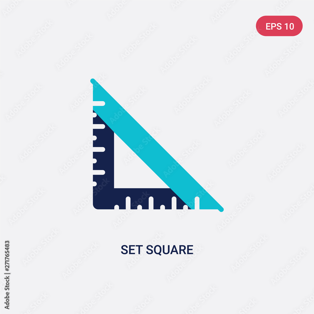 Aufkleber two color set square vector icon from education concept. isolated blue set square vector sign symbol