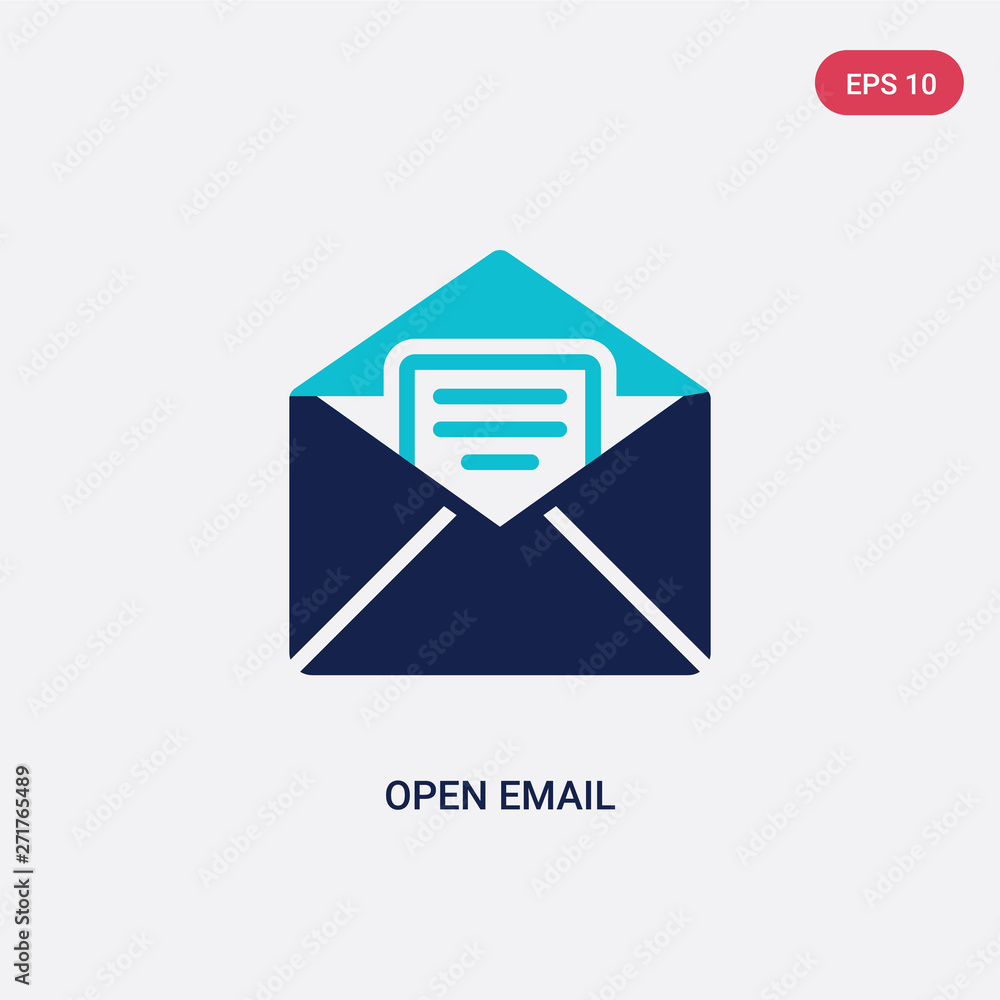 Poster two color open email vector icon from education concept. isolated blue open email vector sign symbol