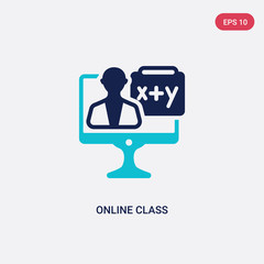 two color online class vector icon from education concept. isolated blue online class vector sign symbol can be use for web, mobile and logo. eps 10