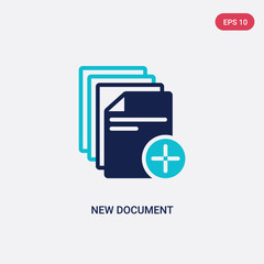 two color new document vector icon from education concept. isolated blue new document vector sign symbol can be use for web, mobile and logo. eps 10