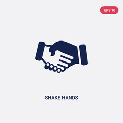 two color shake hands vector icon from education concept. isolated blue shake hands vector sign symbol can be use for web, mobile and logo. eps 10