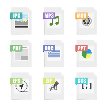 set of color web document icons, vector