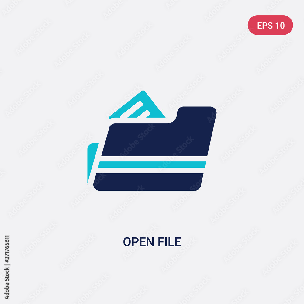 Poster two color open file vector icon from education concept. isolated blue open file vector sign symbol c
