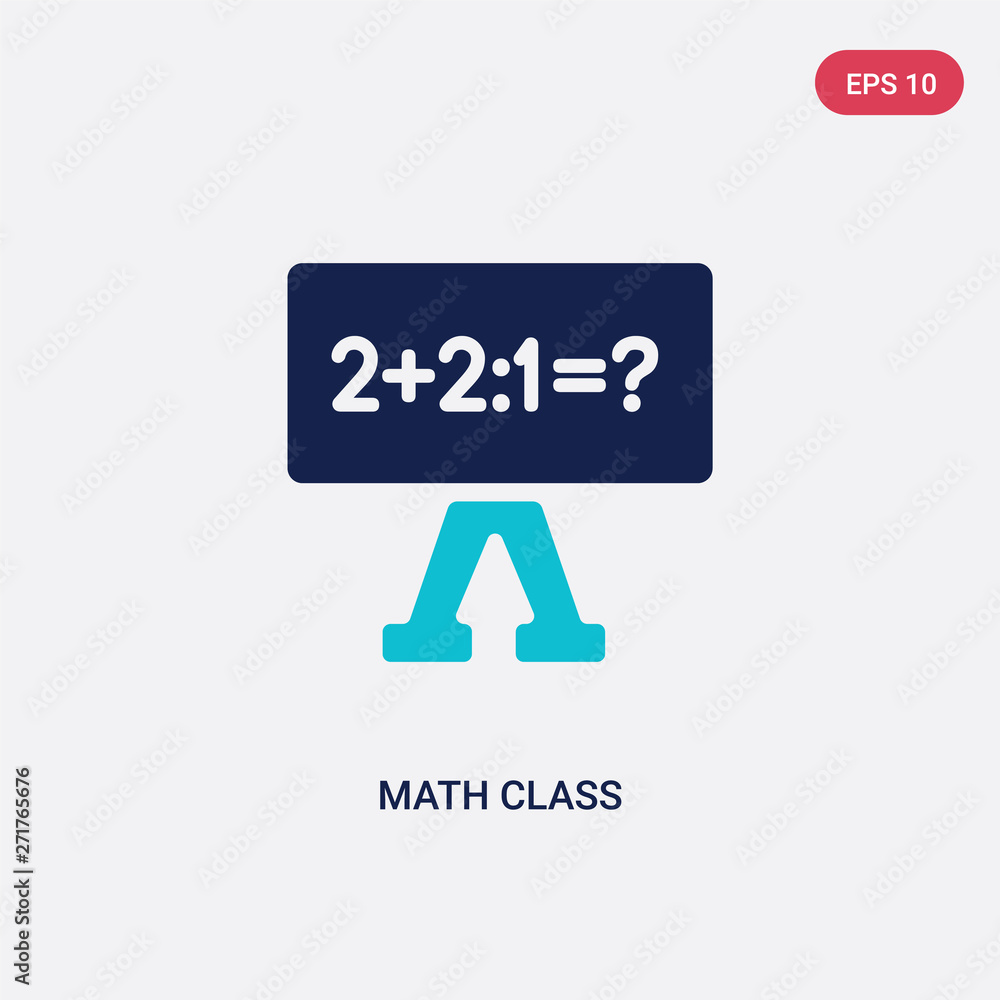 Poster two color math class vector icon from education concept. isolated blue math class vector sign symbol