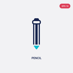 two color pencil vector icon from education 2 concept. isolated blue pencil vector sign symbol can be use for web, mobile and logo. eps 10