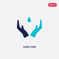 two color hand care vector icon from education concept. isolated blue hand care vector sign symbol can be use for web, mobile and logo. eps 10