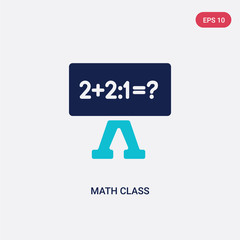 two color math class vector icon from education concept. isolated blue math class vector sign symbol can be use for web, mobile and logo. eps 10