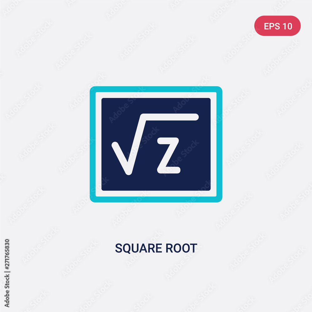 Poster two color square root vector icon from education concept. isolated blue square root vector sign symb
