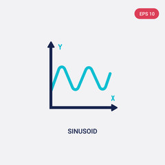 two color sinusoid vector icon from education concept. isolated blue sinusoid vector sign symbol can be use for web, mobile and logo. eps 10